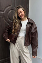 Retro Brown Pu Leather Jacket