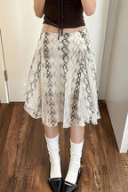 Snake Print Irregular A Line Skirt