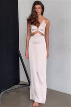 Vintage Sleeveless Tie-Up Backless Maxi Dress