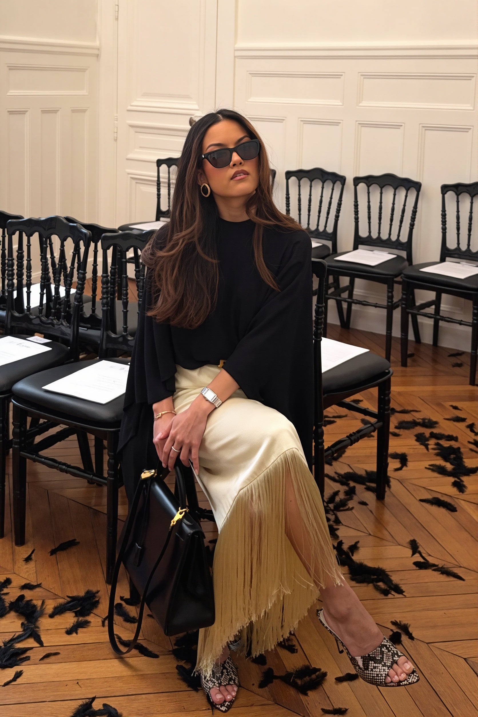 Elegant Tassel Straight Midi Skirt