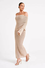 Off Shoulder One Knit Sweater Dress