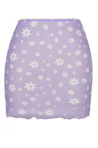 Printed Mesh Bodycon Mini Skirt