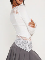 Vintage Slim Fit Floral Detail Long Sleeve Tee
