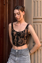 Sheer Lace Trim Cami Top