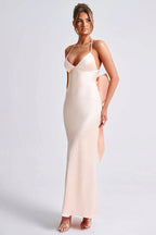 Satin Bowknot Strap Party Dress