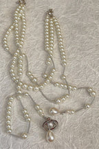 Broken Pearl Three Layer Tassel Saturn Necklace