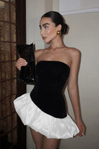 Fall Elegant Strapless Peplum Mini Party Dress