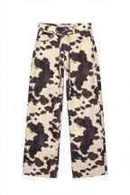 Retro Cow Print Washed Straight Jeans