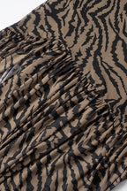 Leopard Mesh Cutout Strapless Maxi Dress