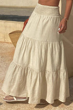 Solid Asymmetric Drape Midi Skirt