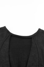 Acid Back Wash Open V-Shape In Sweatshirt Black