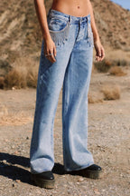 Fringe Chain Detail Denim Jean