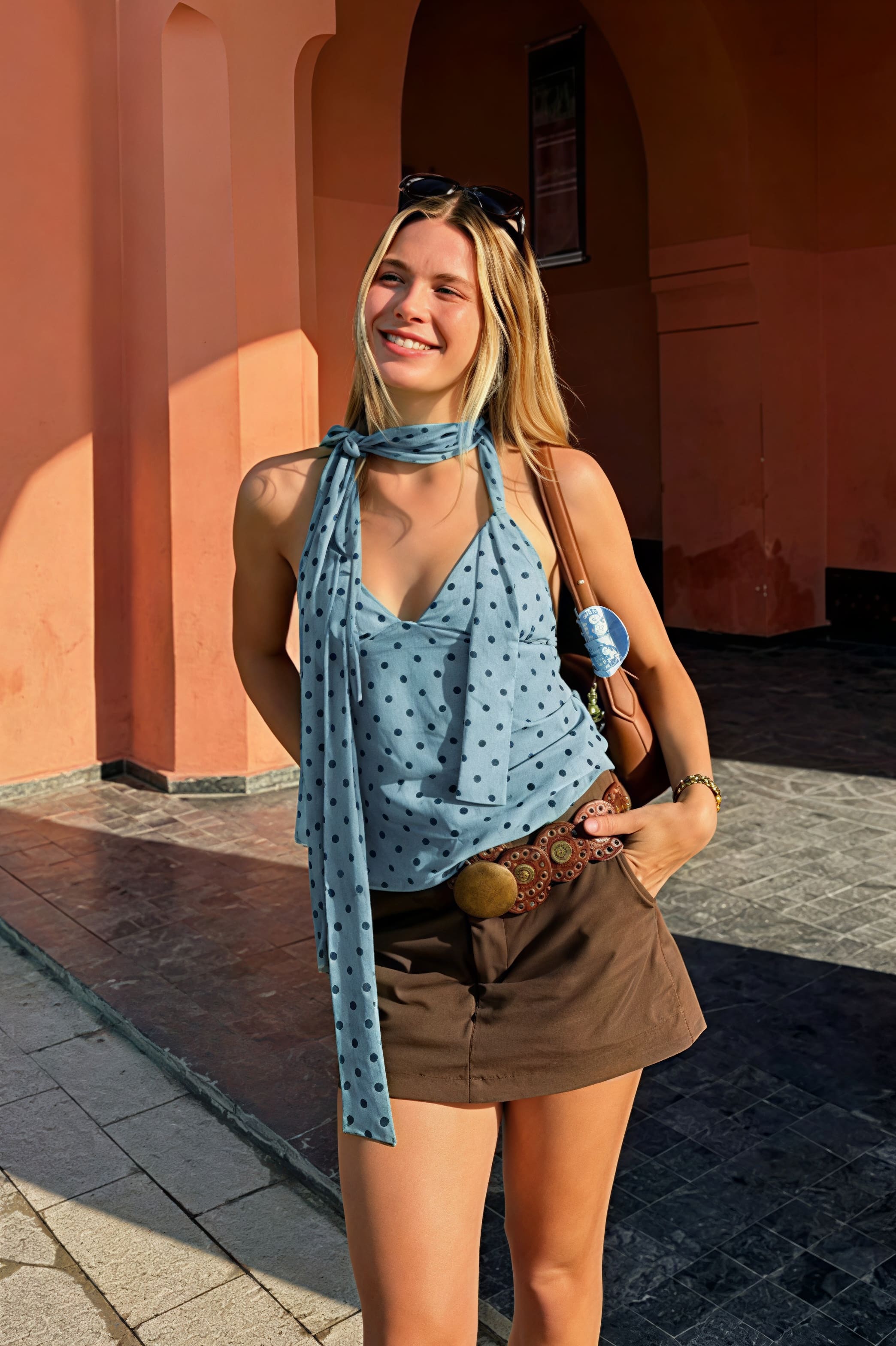 Tie Dye Dot Mesh Deep V Slim Cami Top