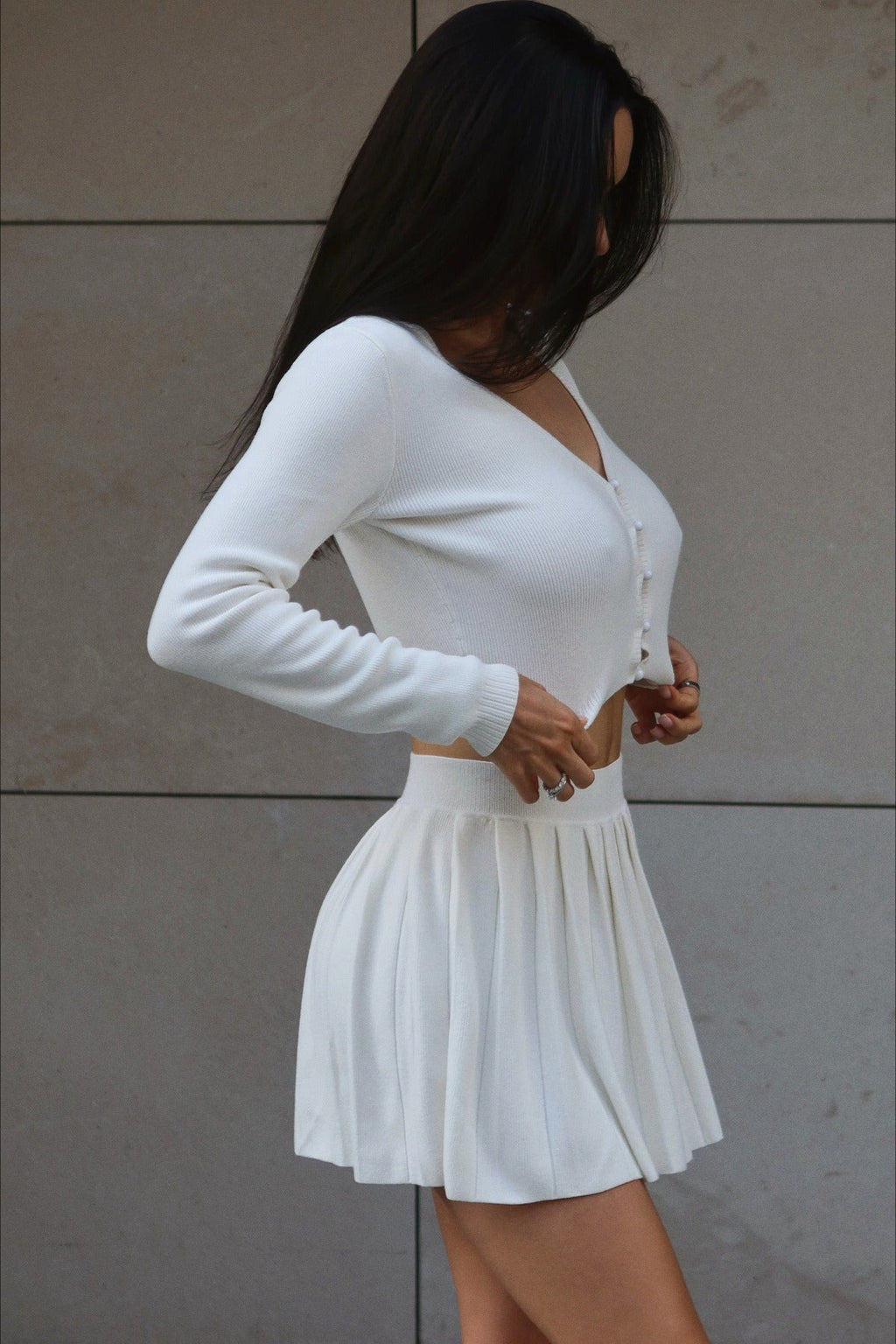 Knit Crop Top Two Piece Skirt Set