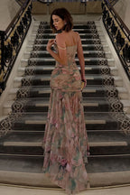 Print A Line Cami Slit Maxi Dress