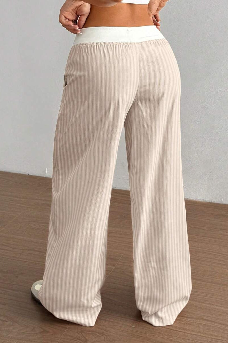 Striped Color Block Baggy Pants
