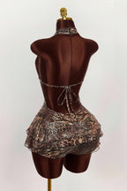 Leopard Print Halter Tie Tiered Mini Dress