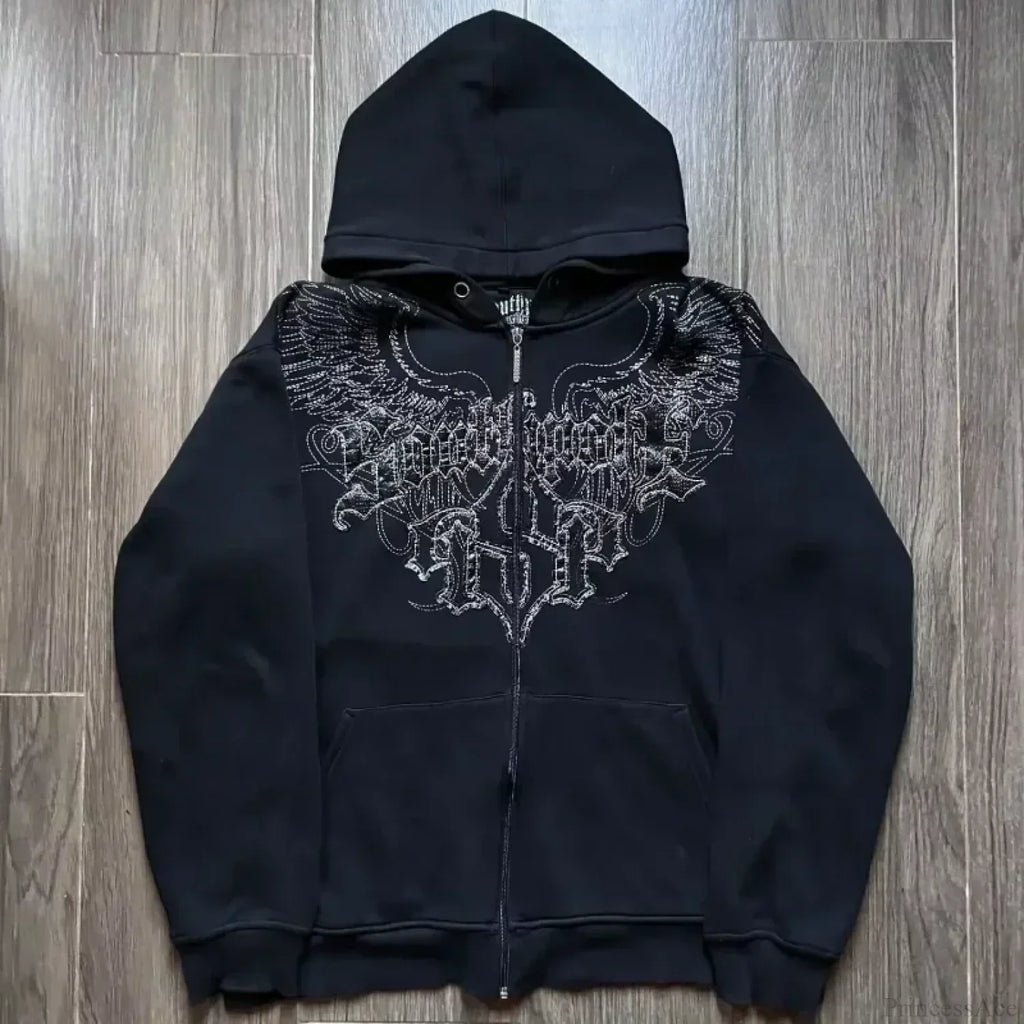 Affliction Gothic Skull Zipper Hoodie