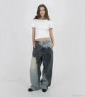 Aged Gothic Dark Contrast Denim Pant