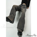 American Blue Jeans Waist Vintage High Streetwear Dark Leg Women - Denim Wide Trouser