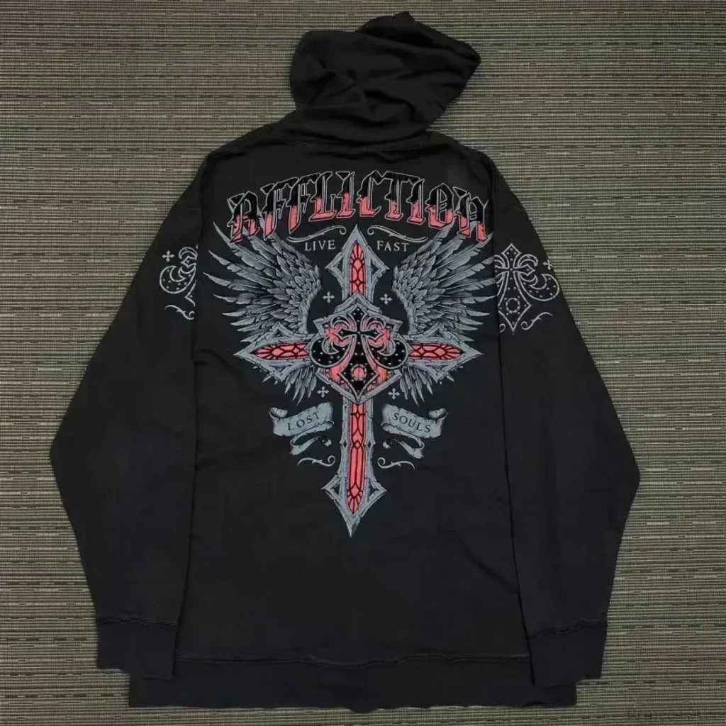 American Gothic Skull Large Zipper Hoodie