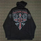 American Gothic Skull Large Zipper Hoodie