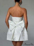 And Jacquard Tube Graceful Top Bow Mini Dress