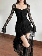 Antique Transparent Bodice Midi Dress
