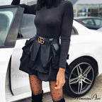Arm Party - Bud Long Solid Mini Gown Black