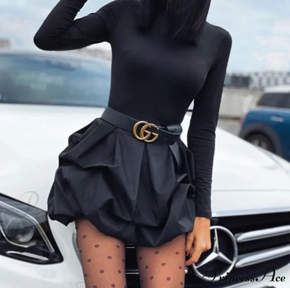 Arm Party - Bud Long Solid Mini Gown Black