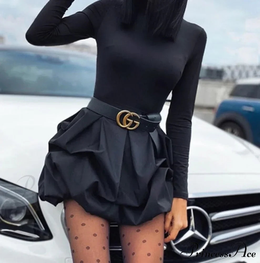 Arm Party - Bud Long Solid Mini Gown Black