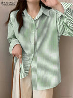 Asymmetrical Lace-Up Button Lapel Blouse