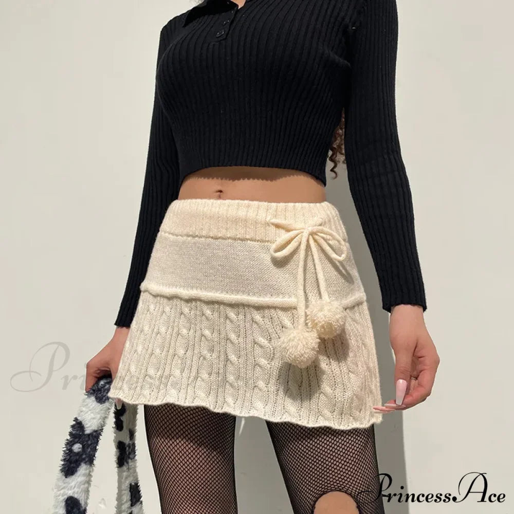 Autumn Winter Twist Wool Woven Age-Reducing Commuter Decorated Skirt