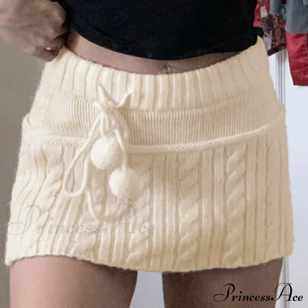 Autumn Winter Twist Wool Woven Age-Reducing Commuter Decorated Skirt
