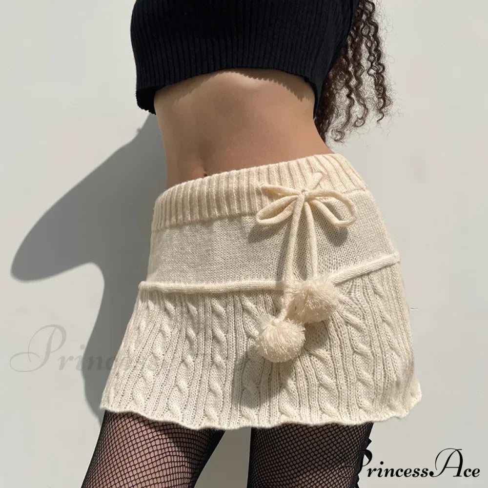 Autumn Winter Twist Wool Woven Age-Reducing Commuter Decorated Skirt