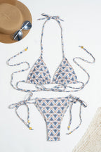 Checkered Tie Back Low Rise Bikini Set