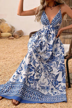 Hawaiian V-Neck Short Sleeve Floral Dress