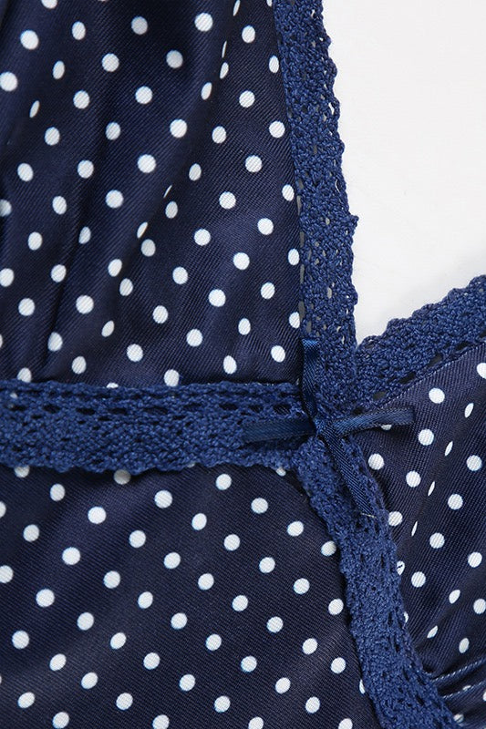 Polka Dot Color Block Lace Cami Top
