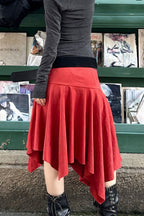 Suede High Waist Asymmetrical Skirt