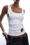 Eyelet Slim Street Style Tank Top