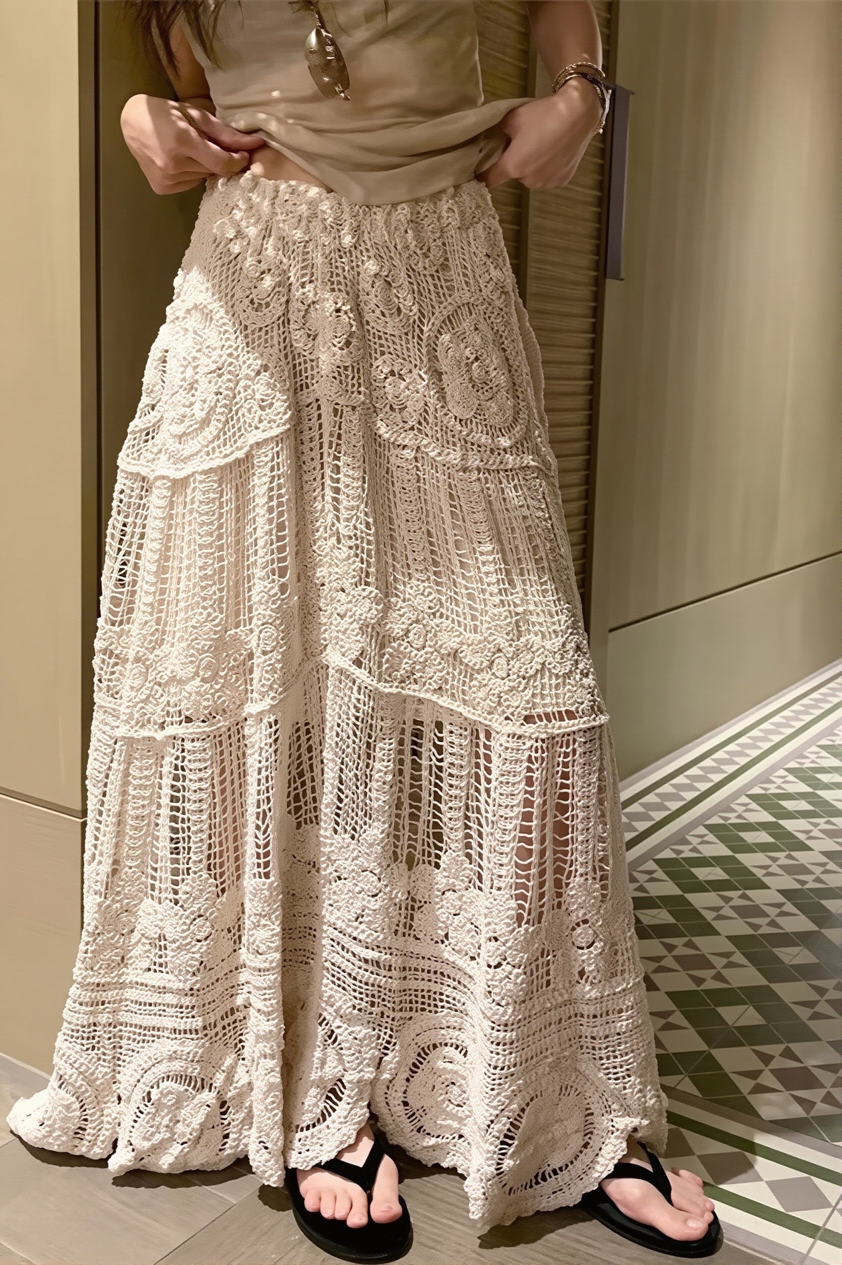High Waist A Line Drape Skirt