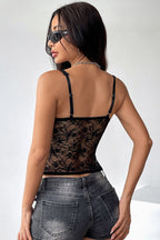 Lace Patchwork Tie Bustier Cami Top
