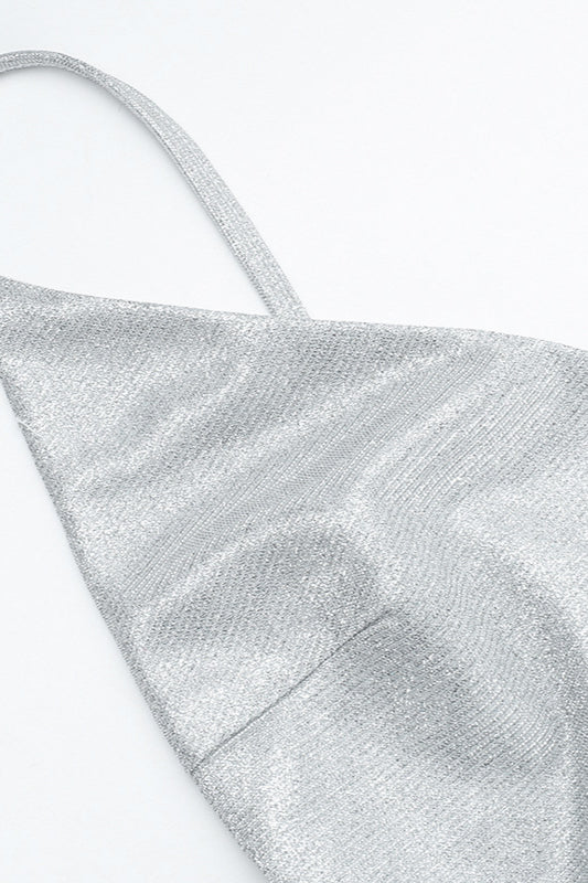 V-Neck Glitter Backless Slip Dress Party