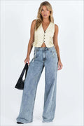 Relaxed Fit Raw Edge Dragging Jeans