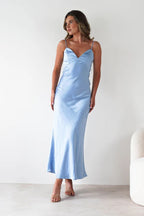 Satin Backless Tie Party Dress