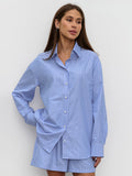 Striped Cotton Casual Set Blouse