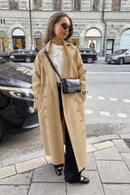 Khaki Longline Double Breasted Overcoat
