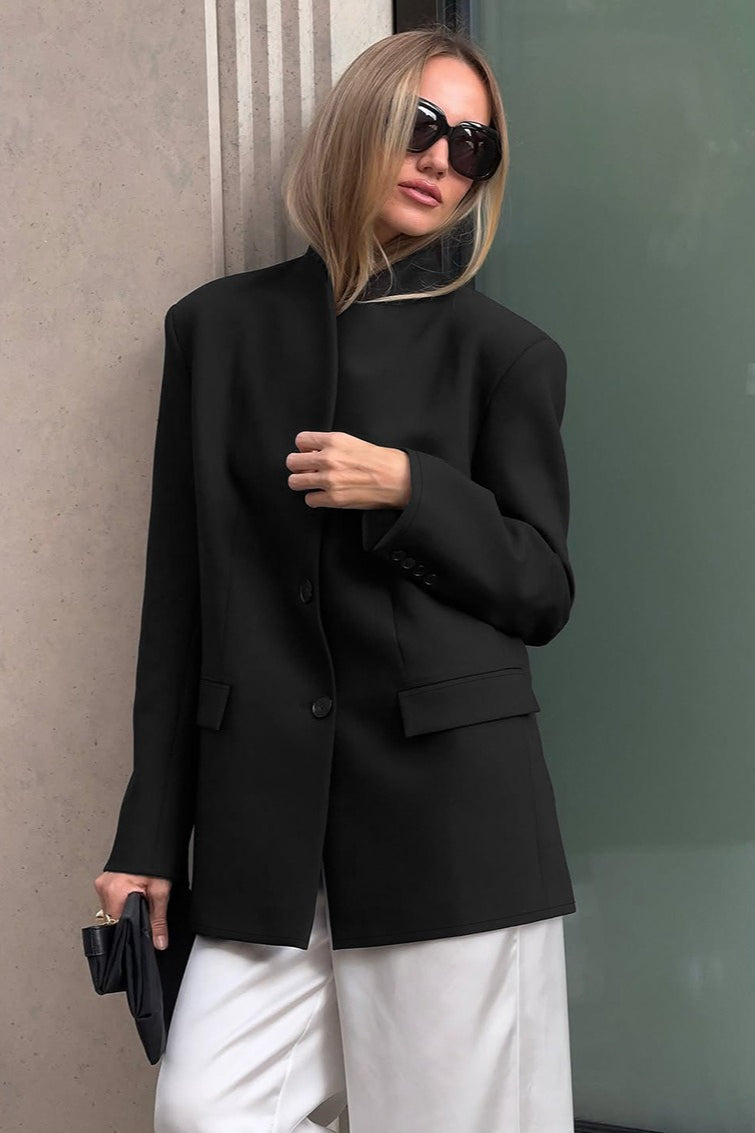 Minimalist V-Neck Blazer Jacket