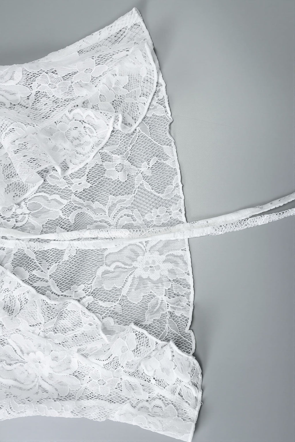 Long Sleeve Tie Front Lace Blouse