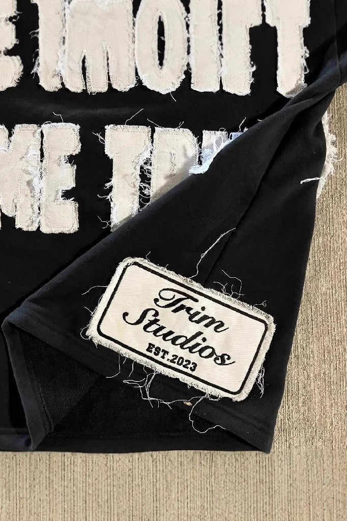 Street Pullover Letter Patch Loose Crew T-Shirt